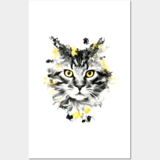 Cat with yellow eyes Posters and Art